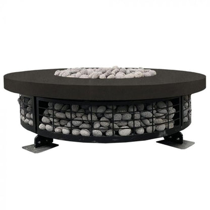 Prism Hardscapes Fuego 54" Ebony Round Concrete Natural Gas Fire Pit Table
