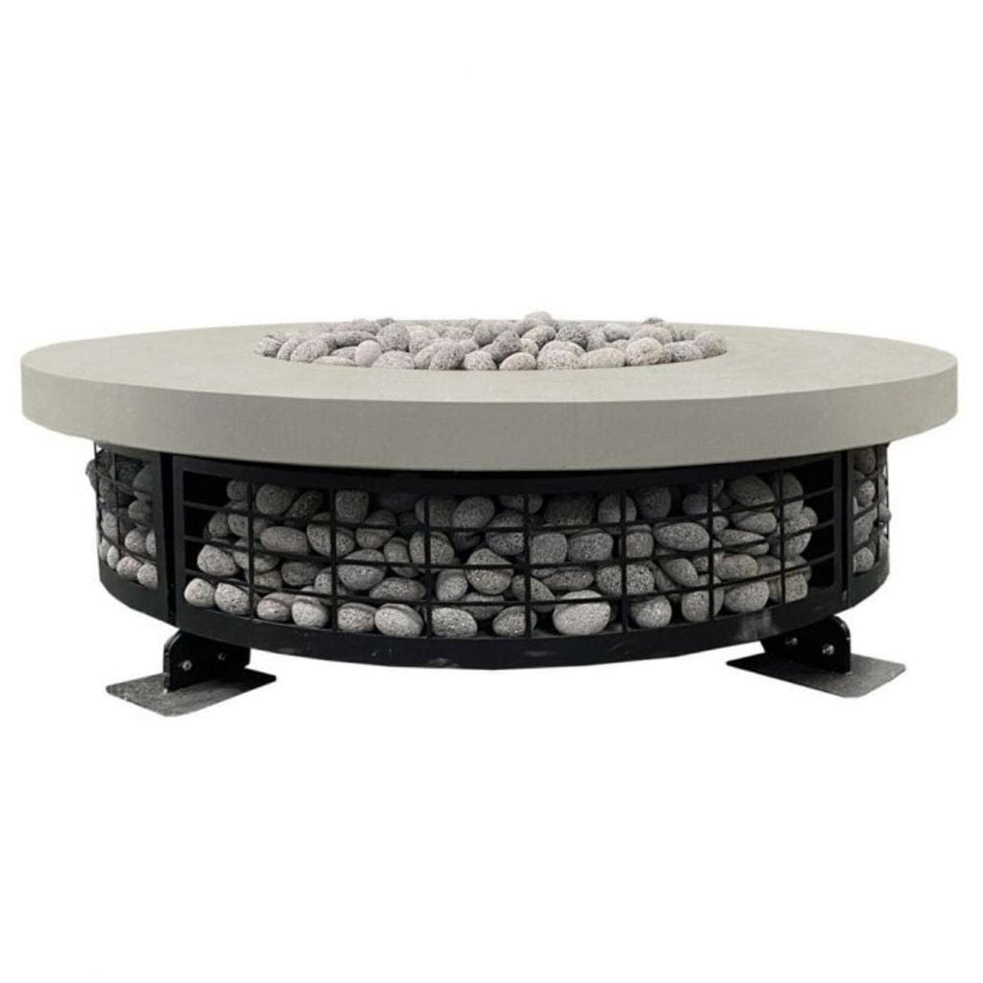 Prism Hardscapes Fuego 54" Natural White Round Concrete Natural Gas Fire Pit Table