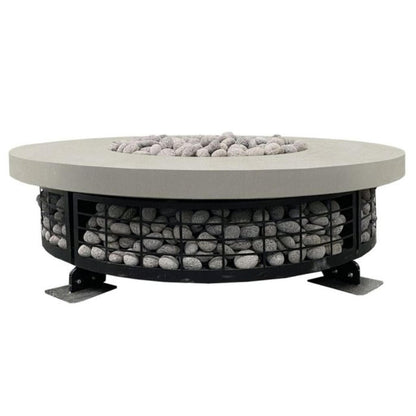 Prism Hardscapes Fuego 54" Natural White Round Concrete Natural Gas Fire Pit Table