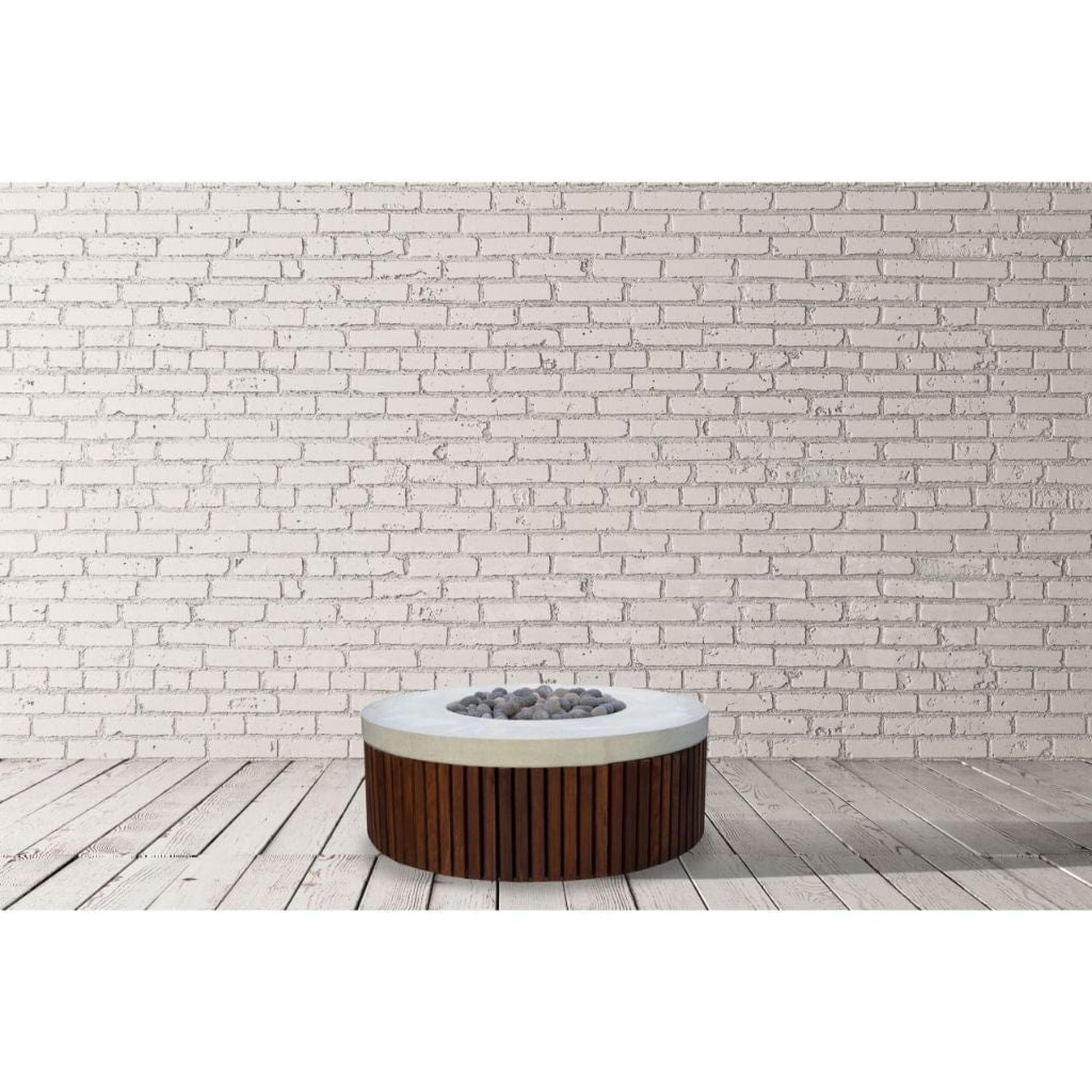 Prism Hardscapes Hampton 48" Ultra White Round Glass Fiber Reinforced Cement Liquid Propane Fire Pit Bowl