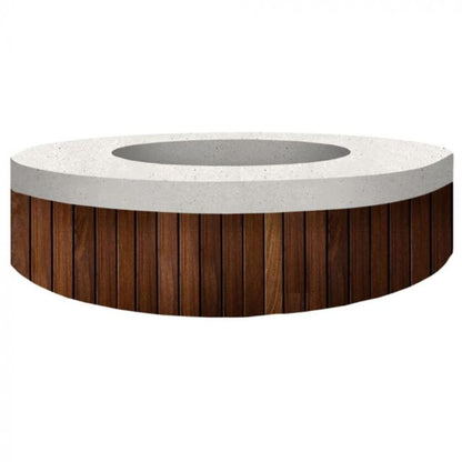 Prism Hardscapes Hampton 48" Ultra White Round Glass Fiber Reinforced Cement Natural Gas Fire Pit Bowl