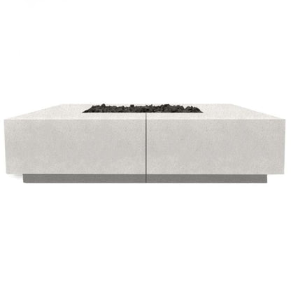 Prism Hardscapes Largo 96" Ultra White Square Natural Gas Concrete Fire Pit Table