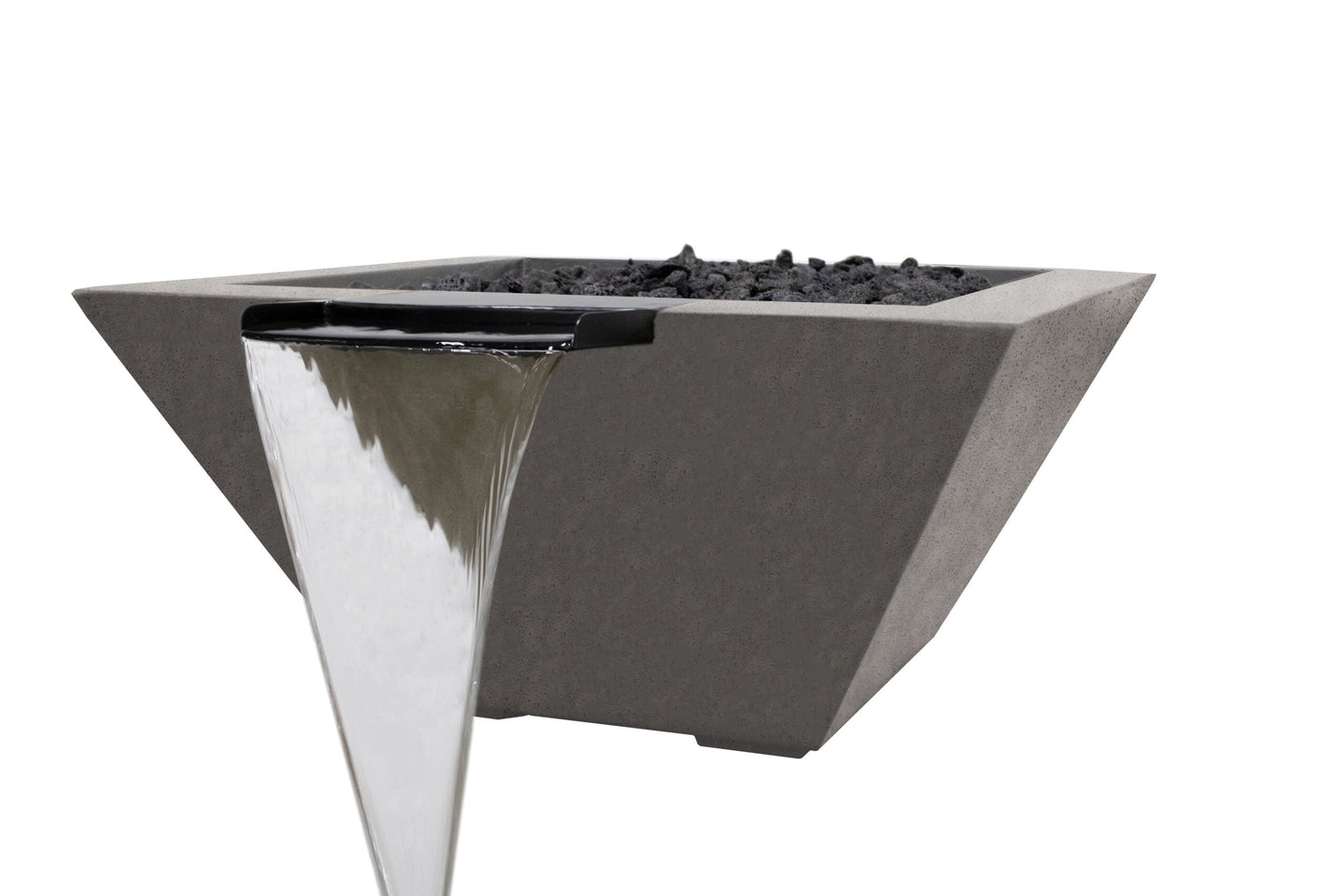 Prism Hardscapes Lombard Tall 32" Pewter Concrete Natural Gas Fire and Water Bowl With Match Lit Ignition