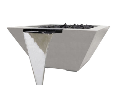 Prism Hardscapes Lombard Tall 32" Ultra White Concrete Propane Gas Fire and Water Bowl With Match Lit Ignition