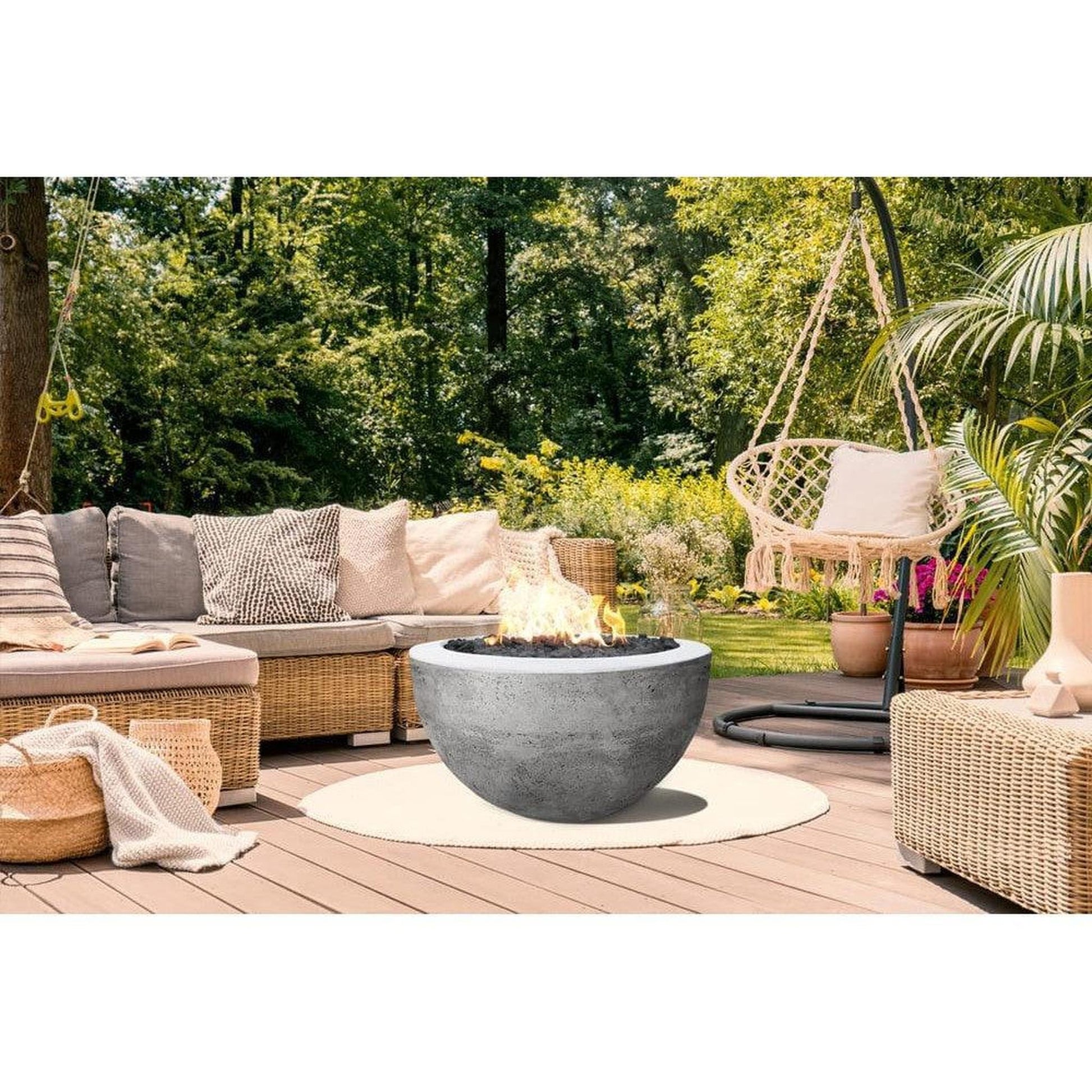 Prism Hardscapes Moderno 3 30" Pewter Round Concrete Propane Gas Fire Pit Bowl