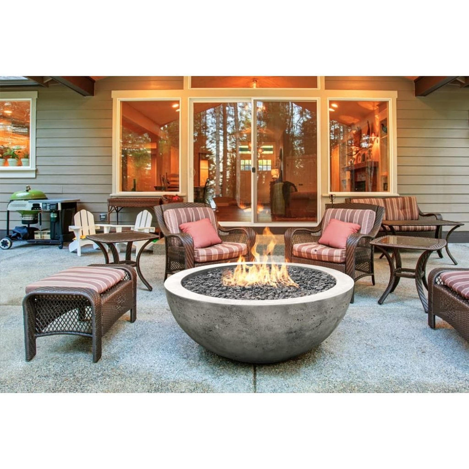 Prism Hardscapes Moderno 4 48" Cafe Round Concrete Propane Gas Fire Pit Bowl