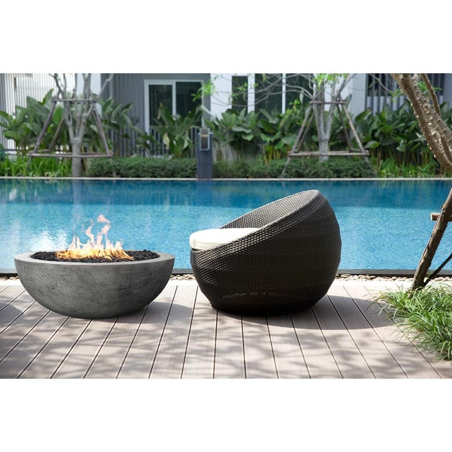 Prism Hardscapes Moderno 4 48" Natural Round Concrete Natural Gas Fire Pit Bowl