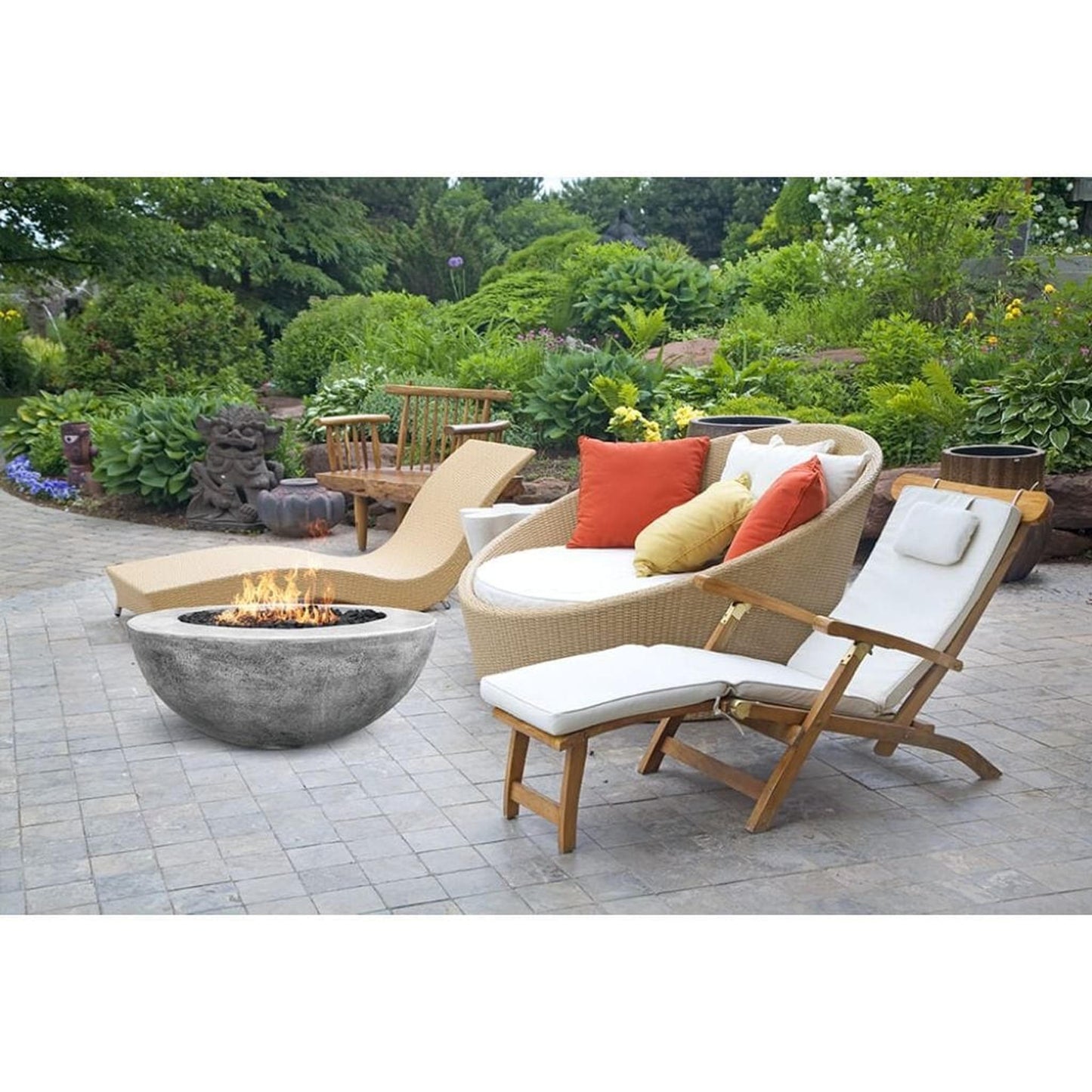 Prism Hardscapes Moderno 5 36" Cafe Round Concrete Propane Gas Fire Pit Bowl