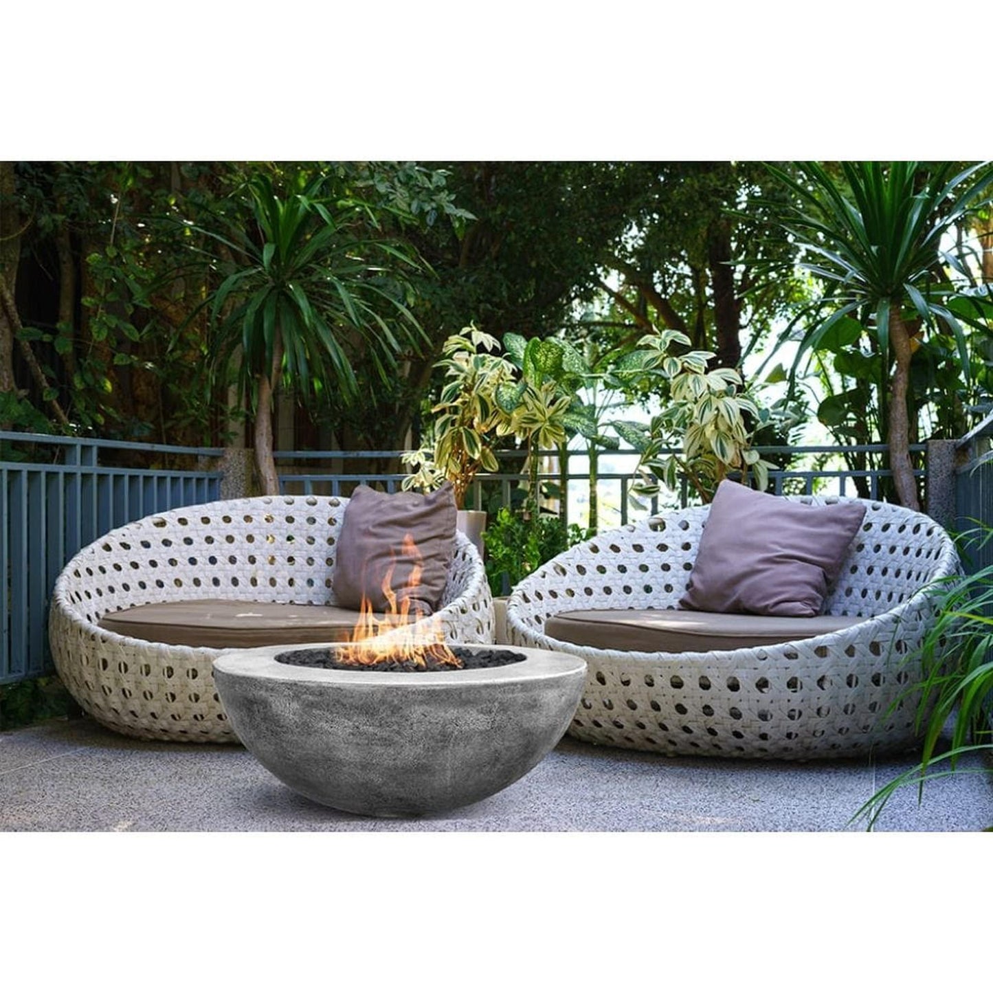 Prism Hardscapes Moderno 5 36" Pewter Round Concrete Natural Gas Fire Pit Bowl