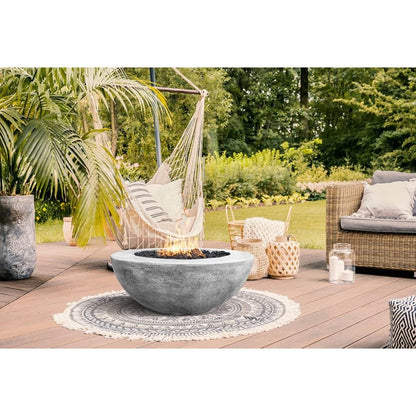 Prism Hardscapes Moderno 5 36" Ultra White Round Concrete Natural Gas Fire Pit Bowl