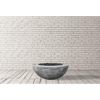 Prism Hardscapes Moderno 5 36" Ultra White Round Concrete Propane Gas Fire Pit Bowl