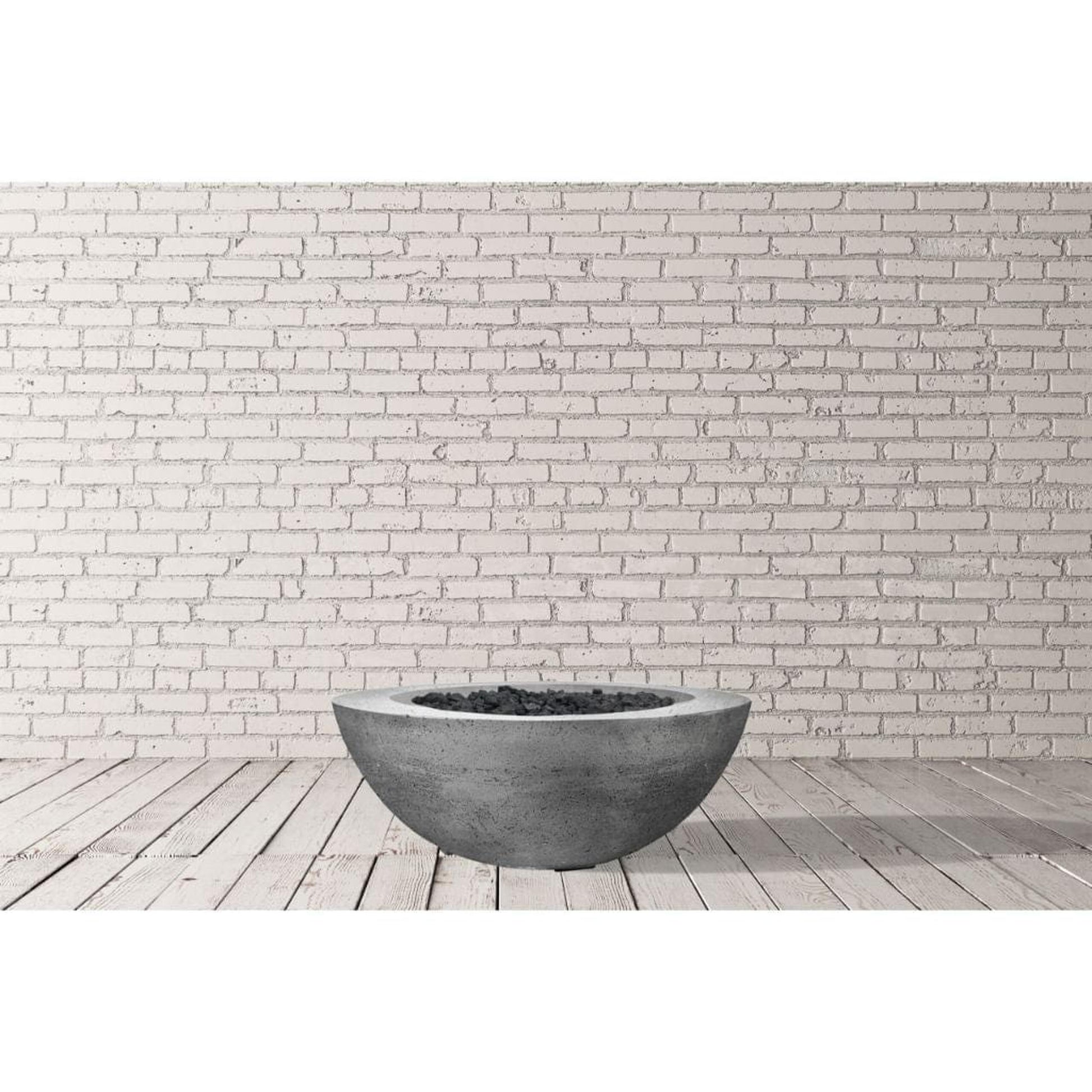 Prism Hardscapes Moderno 6 39" Ultra White Round Concrete Propane Gas Fire Pit Bowl