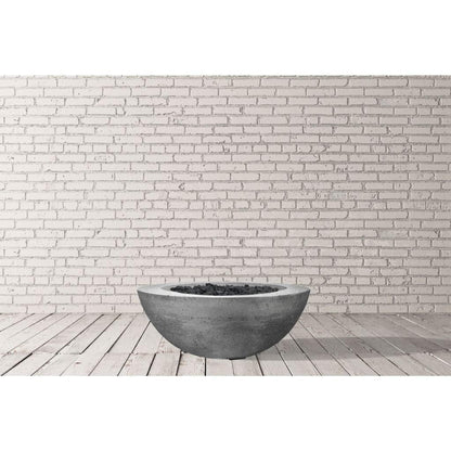 Prism Hardscapes Moderno 6 39" Ultra White Round Concrete Propane Gas Fire Pit Bowl