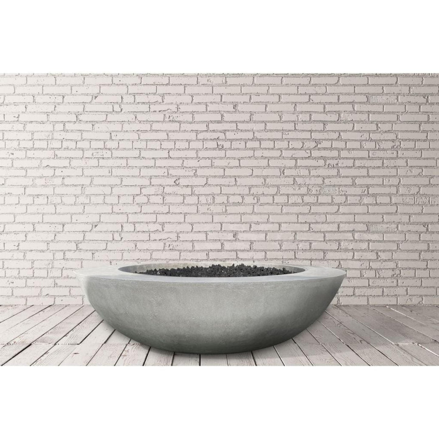 Prism Hardscapes Moderno 70 70" Ultra White Round Concrete Propane Gas Fire Pit Bowl