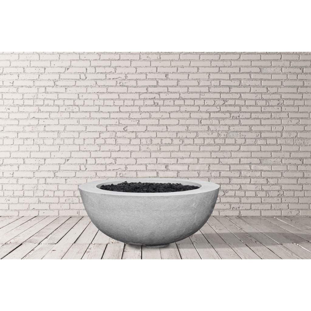 Prism Hardscapes Moderno 8 39" Ultra White Round Concrete Natural Gas Fire Pit Bowl