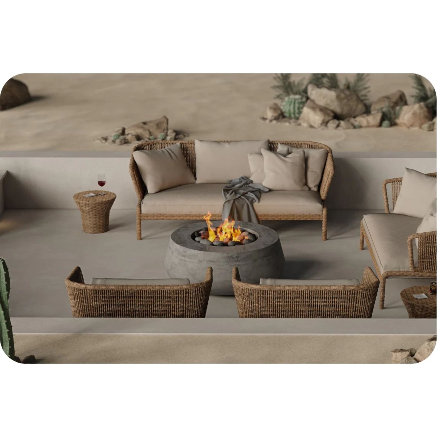 Prism Hardscapes Oasis 42" Ultra White Liquid Propane Glass Fiber Reinforced Cement Fire Pit Bowl