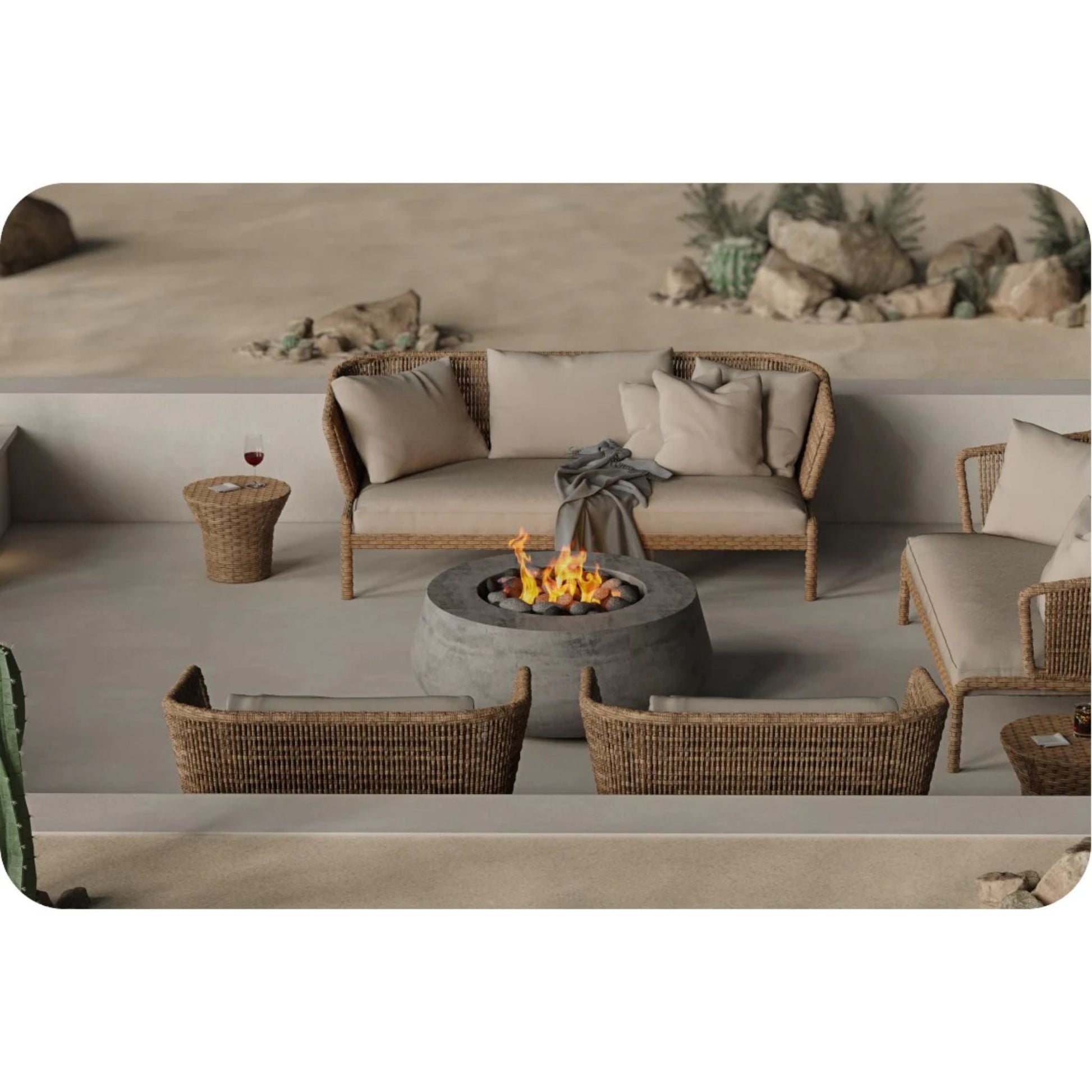 Prism Hardscapes Oasis 42" Ultra White Liquid Propane Glass Fiber Reinforced Cement Fire Pit Bowl