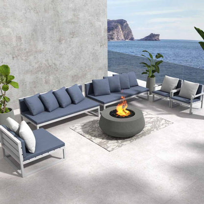 Prism Hardscapes Oasis 42" Ultra White Liquid Propane Glass Fiber Reinforced Cement Fire Pit Bowl