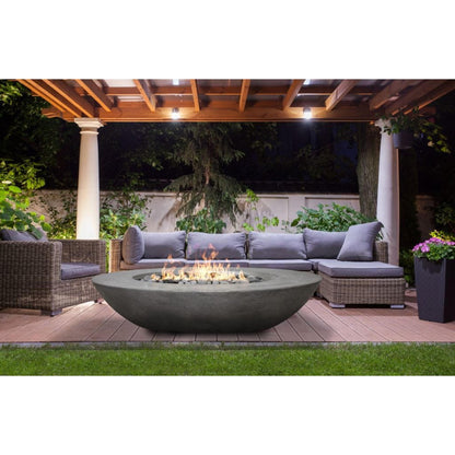 Prism Hardscapes Ovale 79" Ultra White Glass Fiber Reinforced Cement Liquid Propane Fire Pit Bowl
