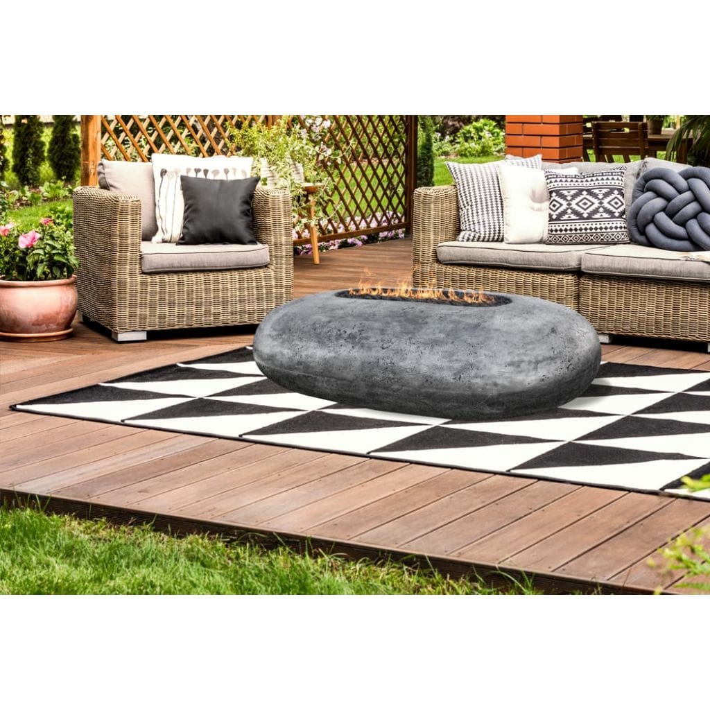 Prism Hardscapes Pebble 56" Ebony Oval Concrete Propane Gas Fire Pit Table