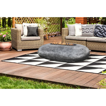Prism Hardscapes Pebble 56" Ebony Oval Concrete Propane Gas Fire Pit Table