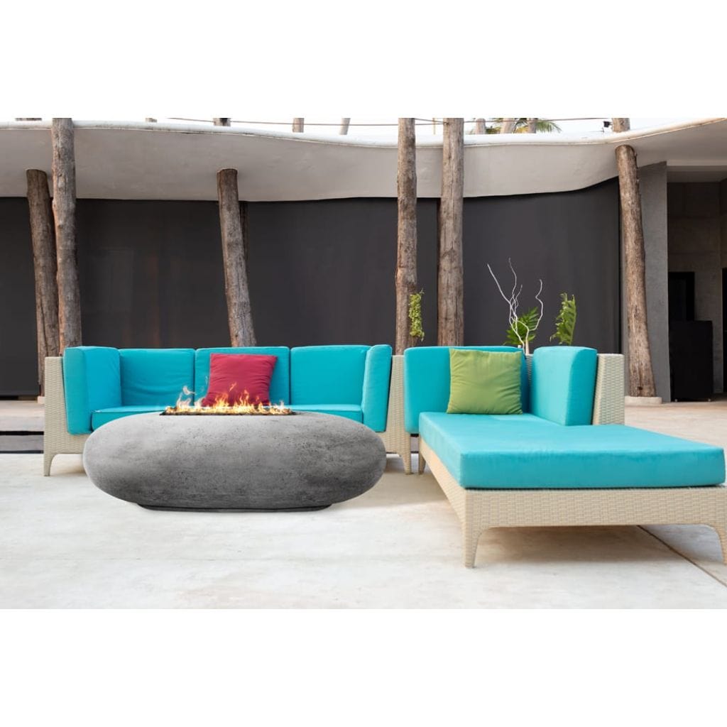 Prism Hardscapes Pebble 56" Natural Oval Concrete Propane Gas Fire Pit Table
