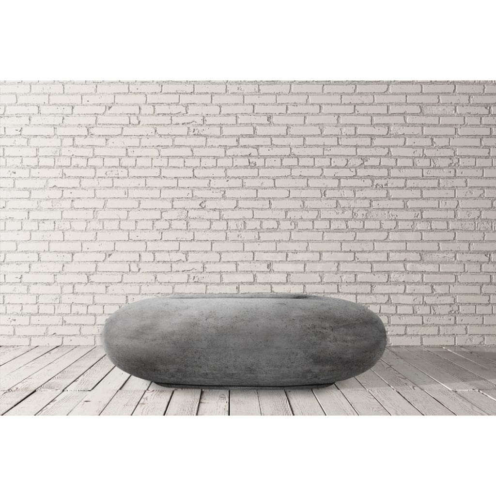 Prism Hardscapes Pebble 56" Ultra White Oval Concrete Natural Gas Fire Pit Table