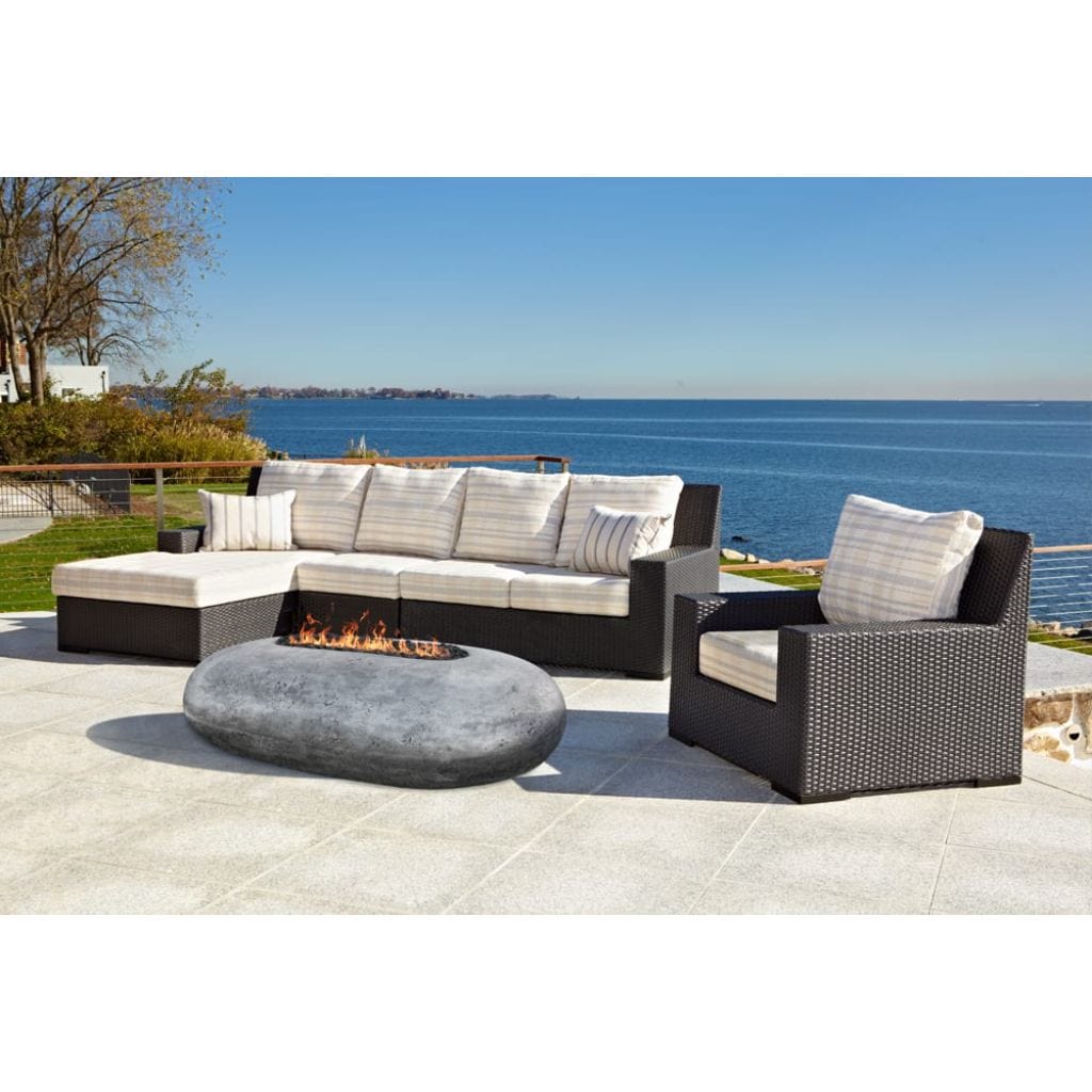 Prism Hardscapes Pebble 56" Ultra White Oval Concrete Propane Gas Fire Pit Table