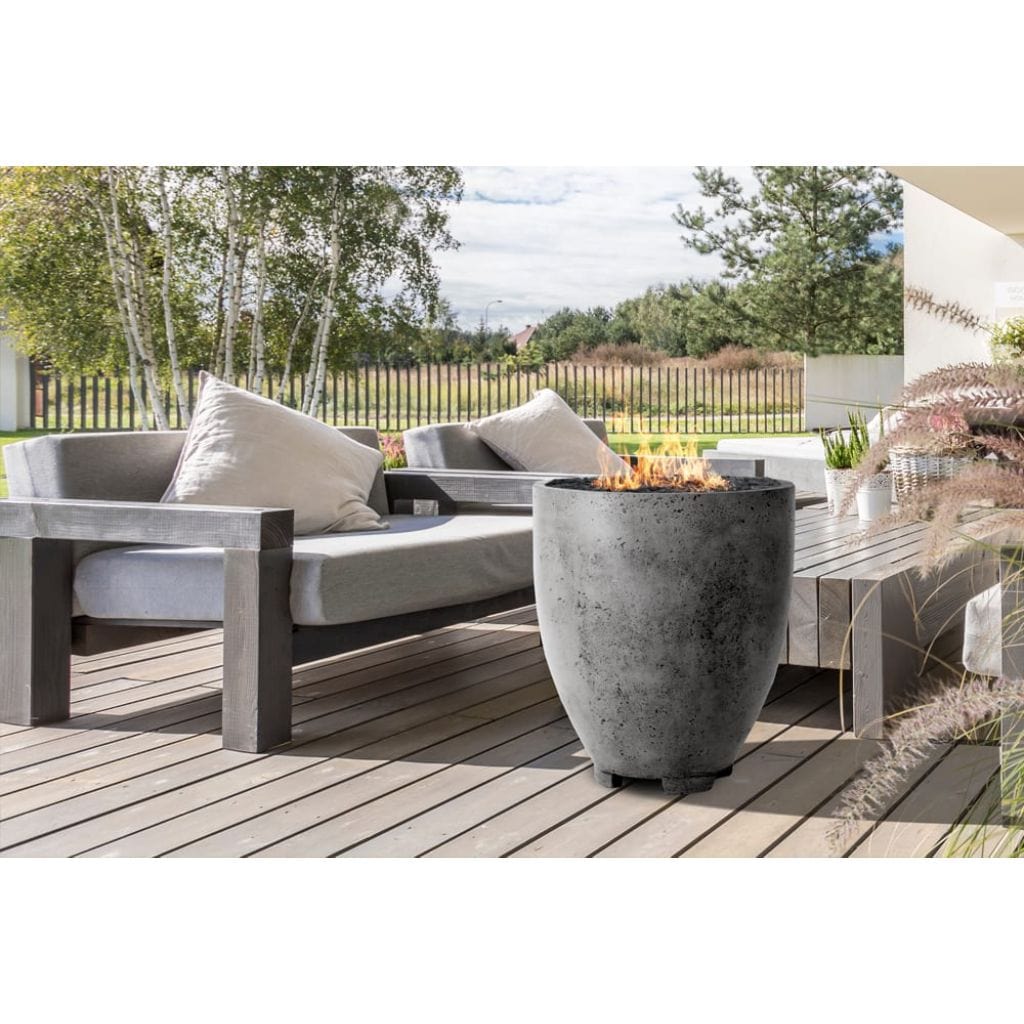 Prism Hardscapes Pentola 1 24" Ebony Round Concrete Propane Gas Fire Pit Bowl