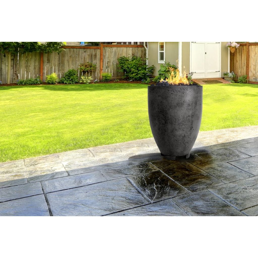 Prism Hardscapes Pentola 1 24" Ebony Round Concrete Propane Gas Fire Pit Bowl