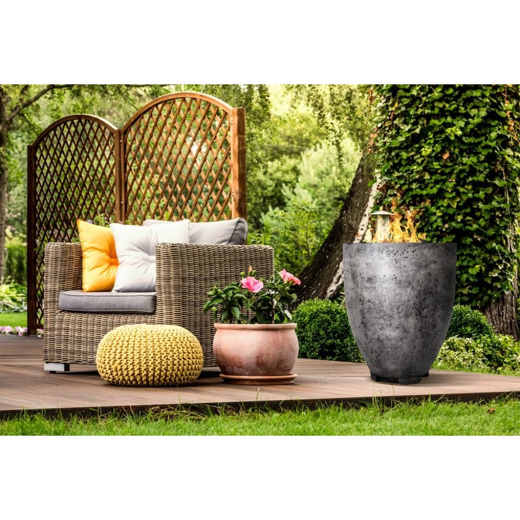 Prism Hardscapes Pentola 1 24" Pewter Round Concrete Natural Gas Fire Pit Bowl