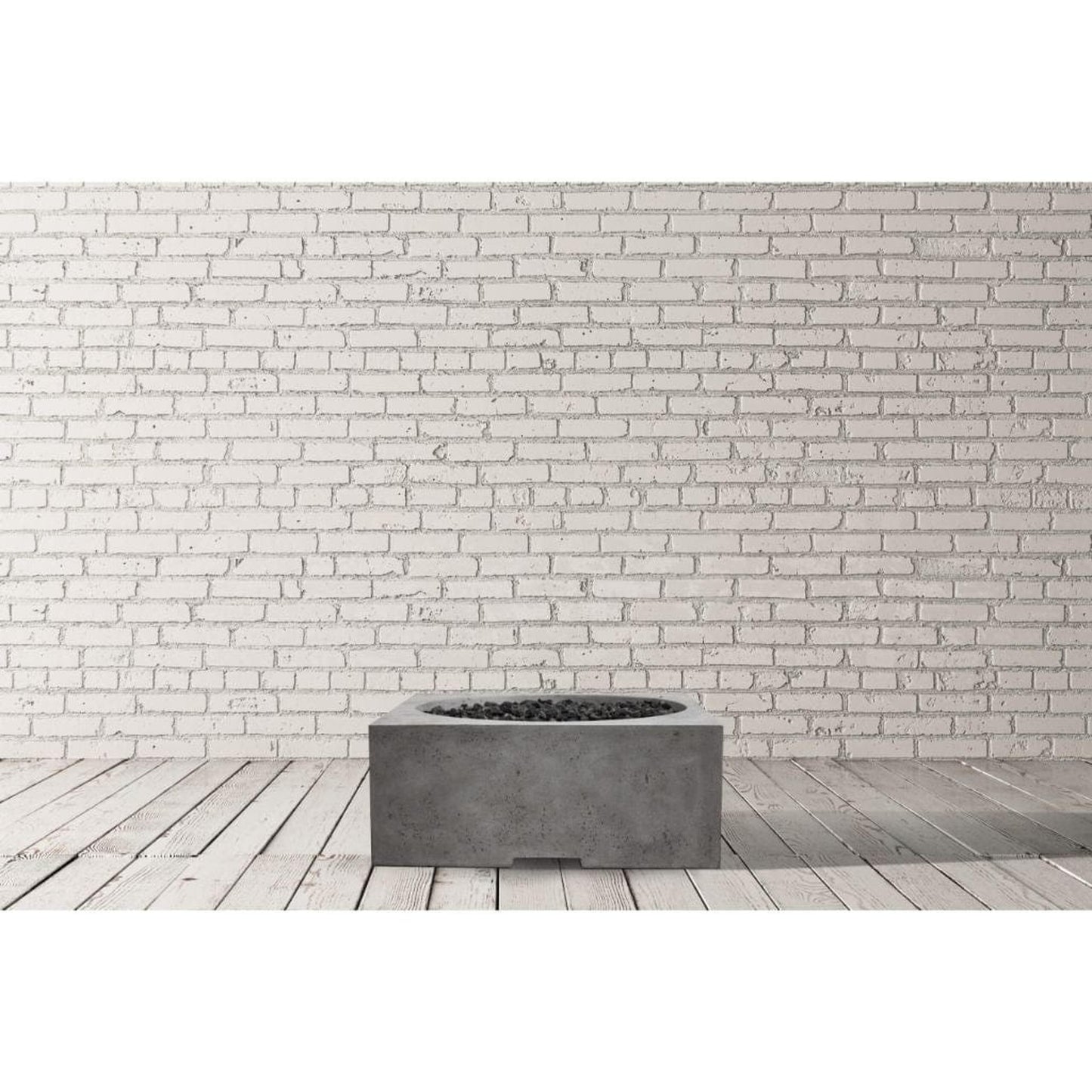 Prism Hardscapes Piazza 39" Pewter Square Glass Fiber Reinforced Cement Natural Gas Fire Pit Table