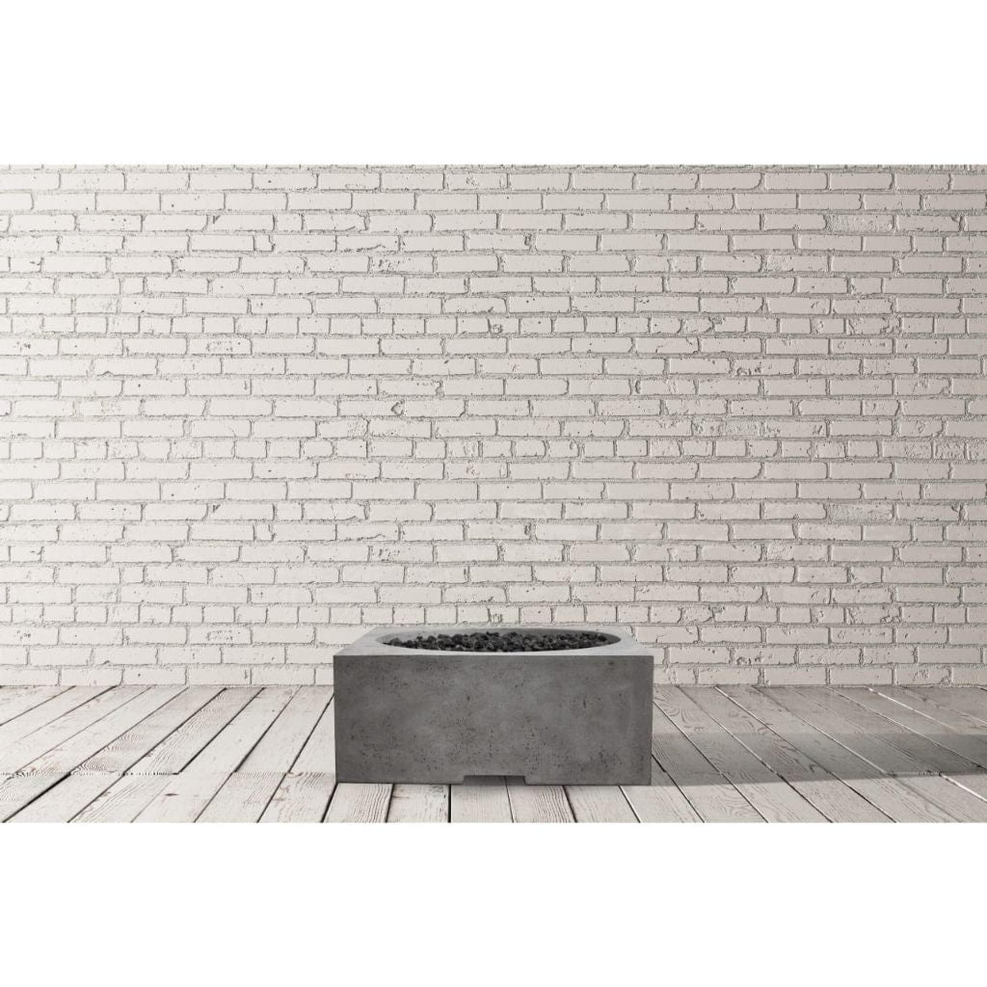 Prism Hardscapes Piazza 39" Pewter Square Glass Fiber Reinforced Cement Natural Gas Fire Pit Table