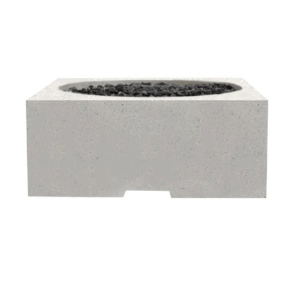 Prism Hardscapes Piazza 39" Ultra White Square Glass Fiber Reinforced Cement Natural Gas Fire Pit Table