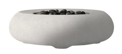 Prism Hardscapes Pietra 49" Ultra White Modern Concrete Natural Gas Fire Bowl