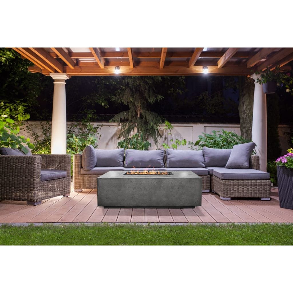 Prism Hardscapes Porto 58 58" Natural Rectangular Concrete Propane Gas Fire Pit Table