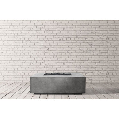 Prism Hardscapes Porto 58 58" Ultra White Rectangular Concrete Propane Gas Fire Pit Table