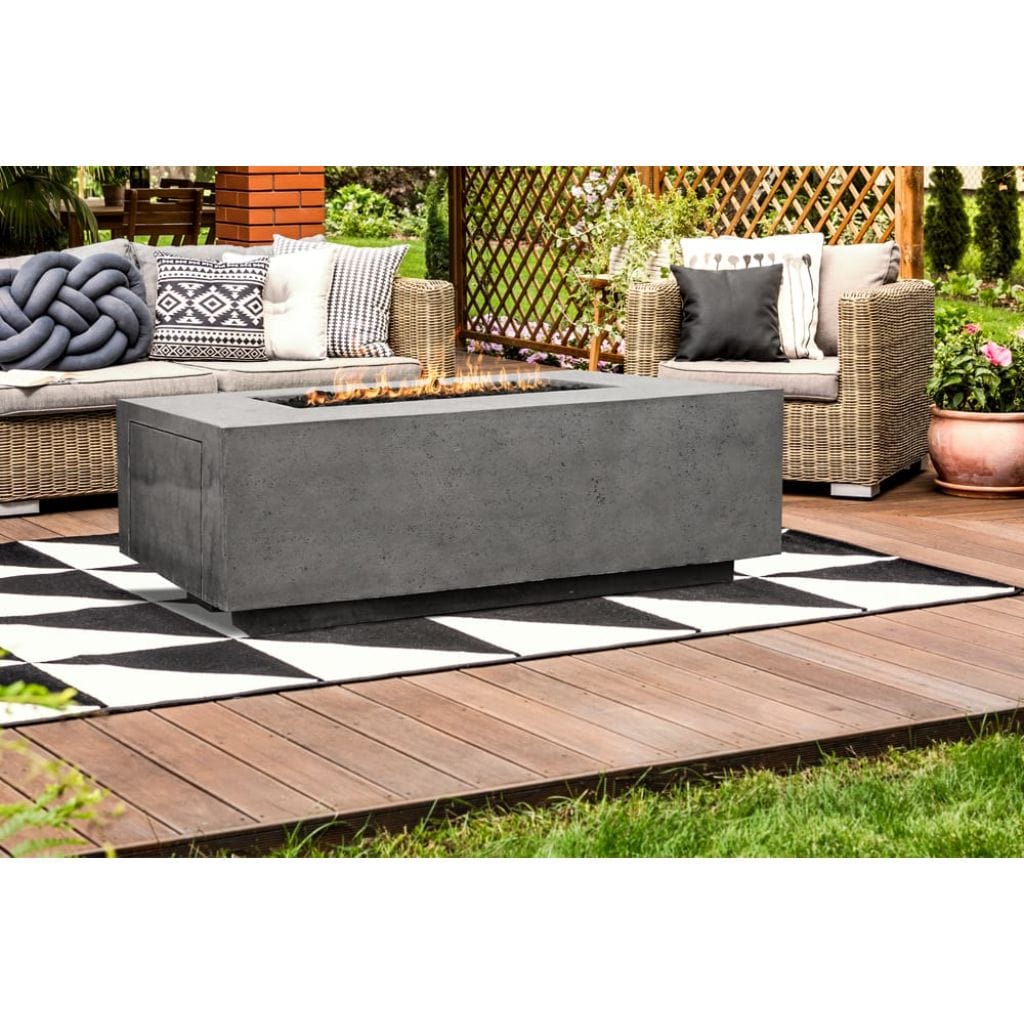 Prism Hardscapes Porto 68 68" Ebony Rectangular Concrete Propane Gas Fire Pit Table