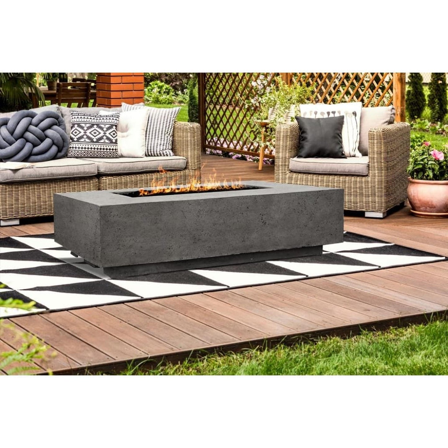 Prism Hardscapes Tavola 1 56" Cafe Rectangular Concrete Natural Gas Fire Pit Table
