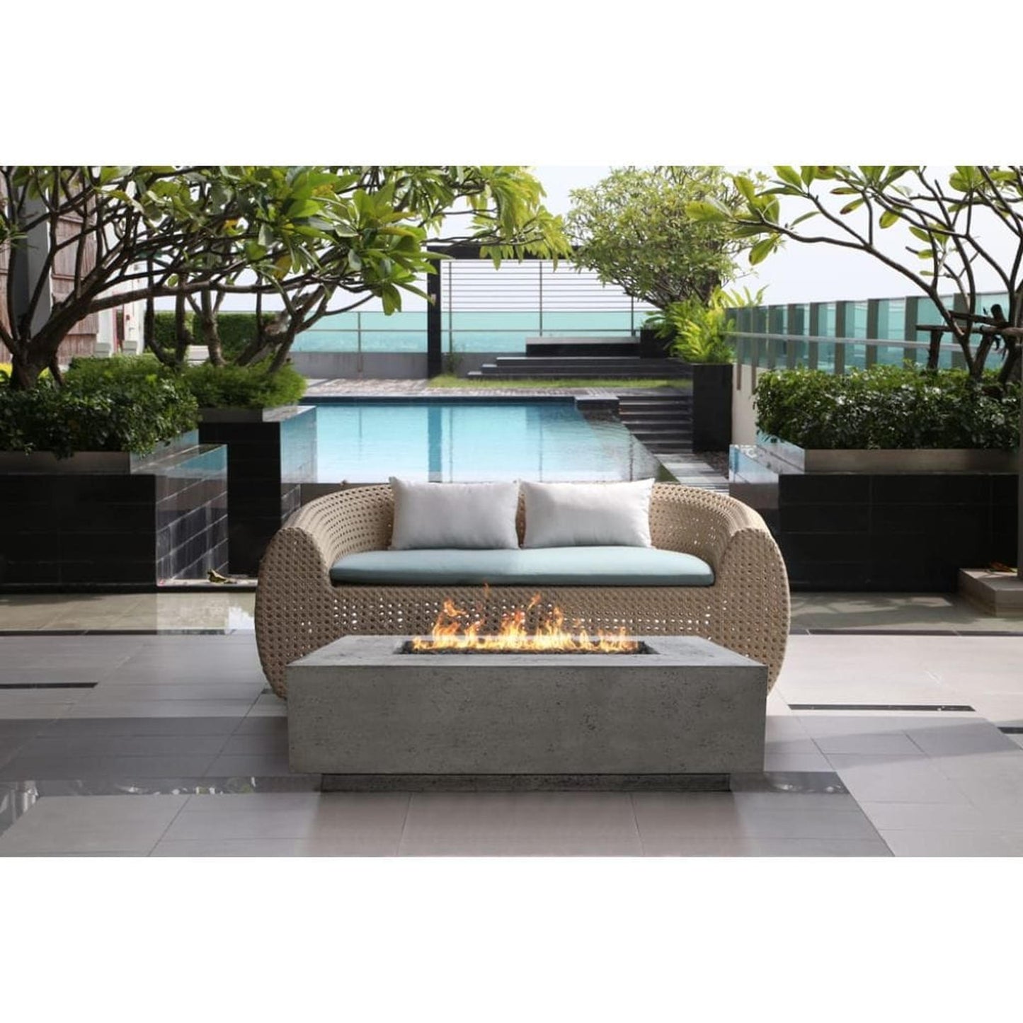 Prism Hardscapes Tavola 1 56" Cafe Rectangular Concrete Propane Gas Fire Pit Table