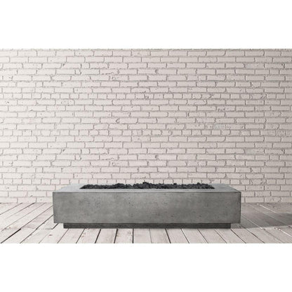 Prism Hardscapes Tavola 110 110" Coastal Rectangular Concrete Natural Gas Fire Pit Table With Windguard