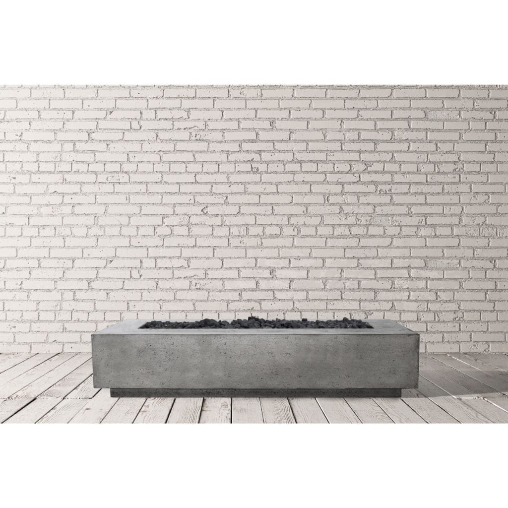 Prism Hardscapes Tavola 110 110" Natural Rectangular Concrete Natural Gas Fire Pit Table With Windguard
