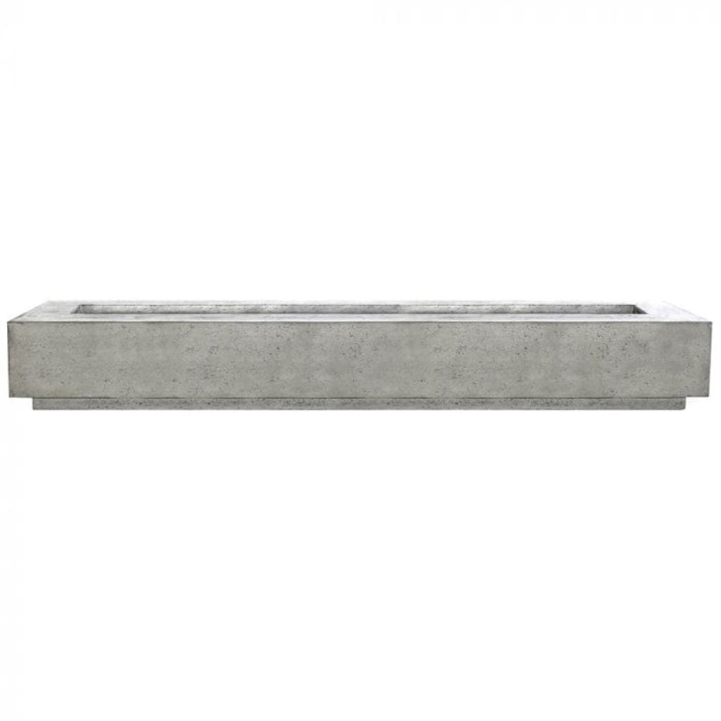 Prism Hardscapes Tavola 110 110" Natural Rectangular Concrete Natural Gas Fire Pit Table With Windguard