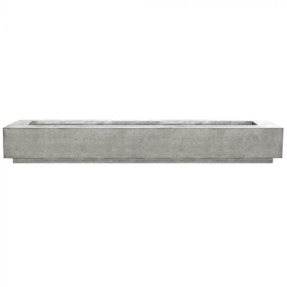 Prism Hardscapes Tavola 110 110" Natural Rectangular Concrete Propane Gas Fire Pit Table With Windguard