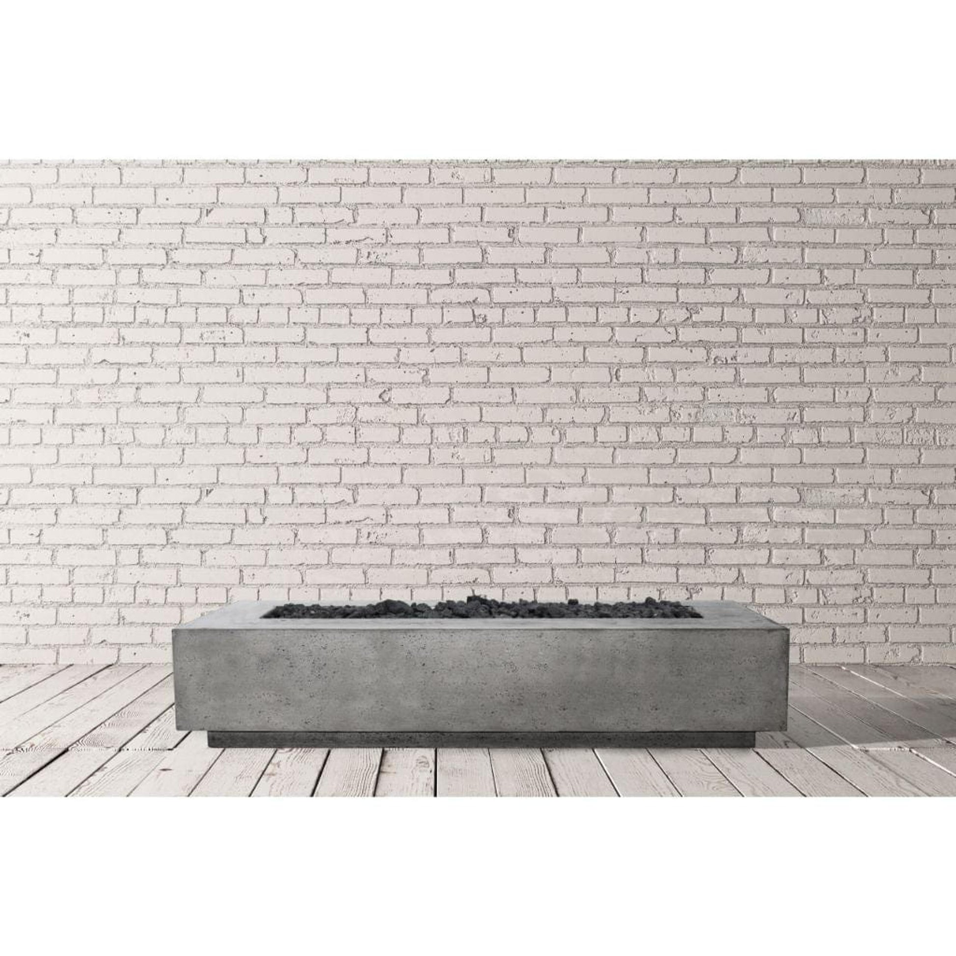 Prism Hardscapes Tavola 110 110" Pewter Rectangular Concrete Natural Gas Fire Pit Table With Windguard