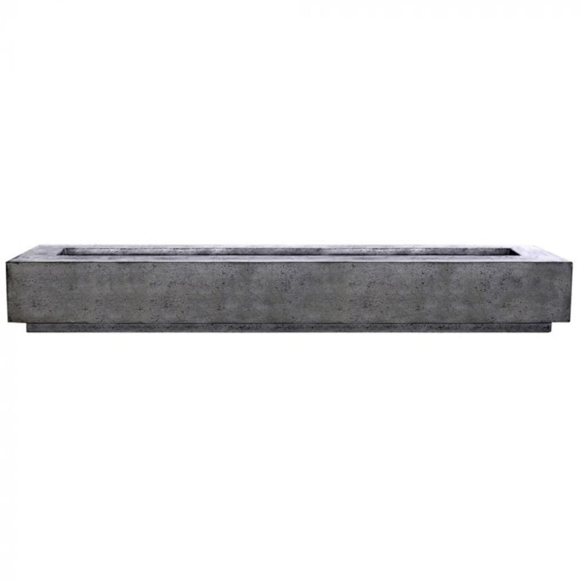 Prism Hardscapes Tavola 110 110" Pewter Rectangular Concrete Natural Gas Fire Pit Table With Windguard
