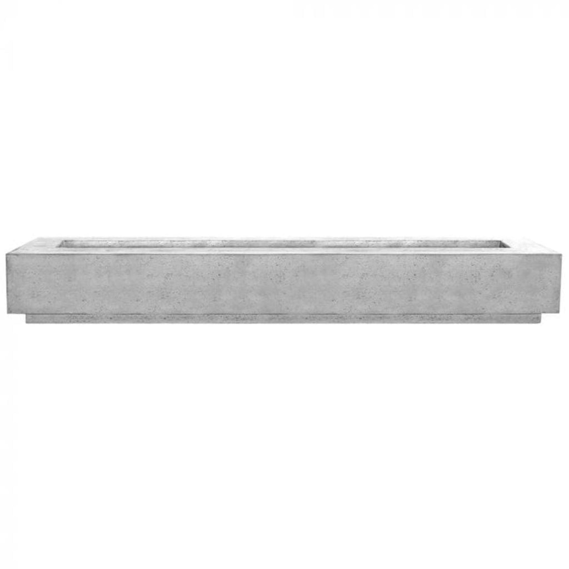 Prism Hardscapes Tavola 110 110" Ultra White Rectangular Concrete Natural Gas Fire Pit Table With Windguard