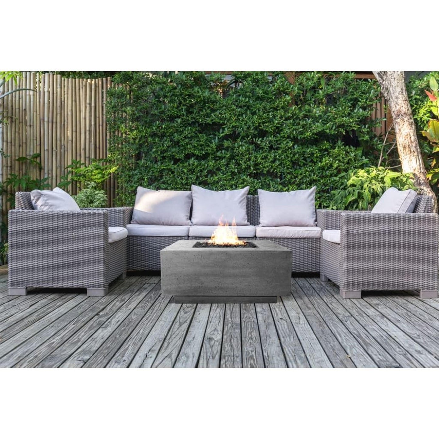 Prism Hardscapes Tavola 2 36" Pewter Square Concrete Natural Gas Fire Pit Table