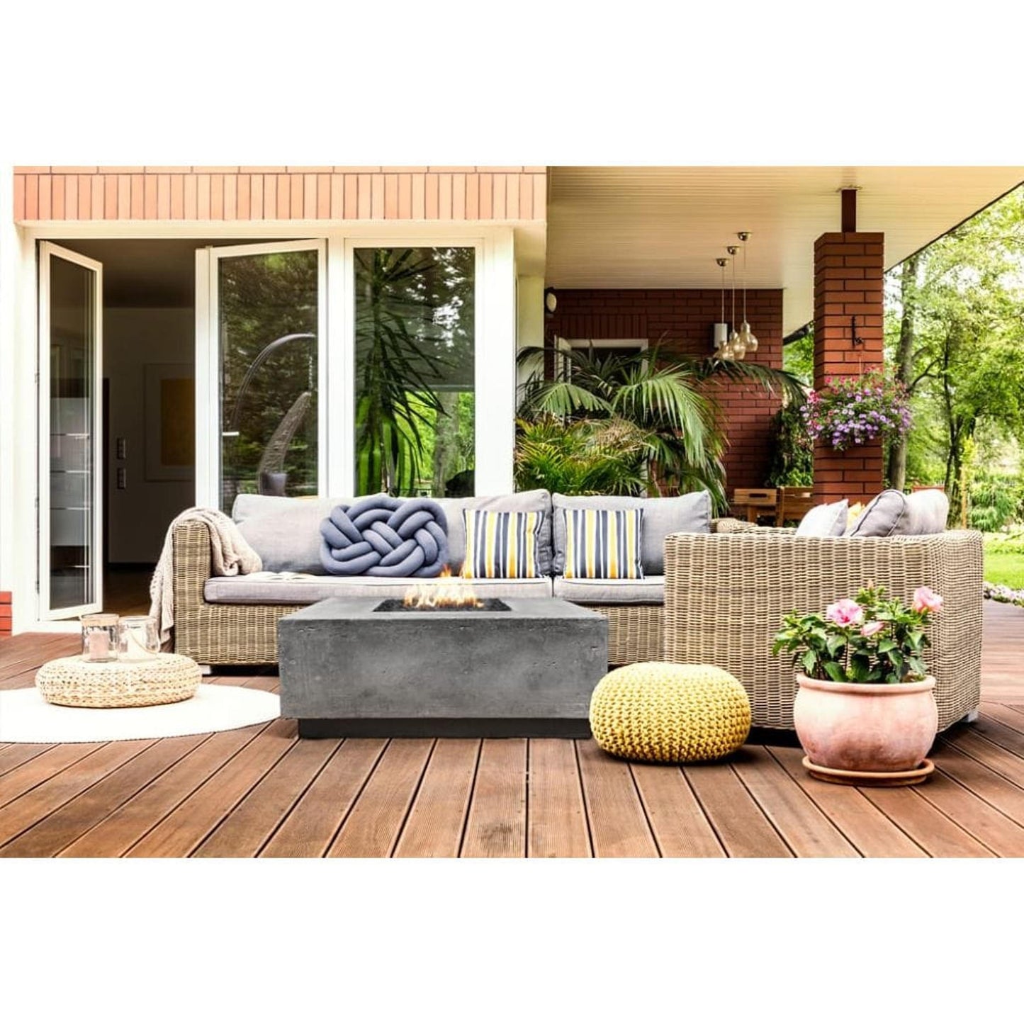 Prism Hardscapes Tavola 2 36" Ultra White Square Concrete Propane Gas Fire Pit Table