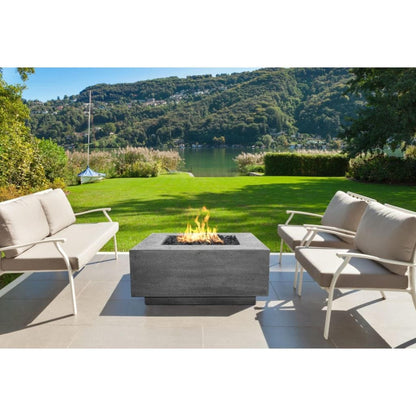 Prism Hardscapes Tavola 42 42" Ebony Square Concrete Propane Gas Fire Pit Table